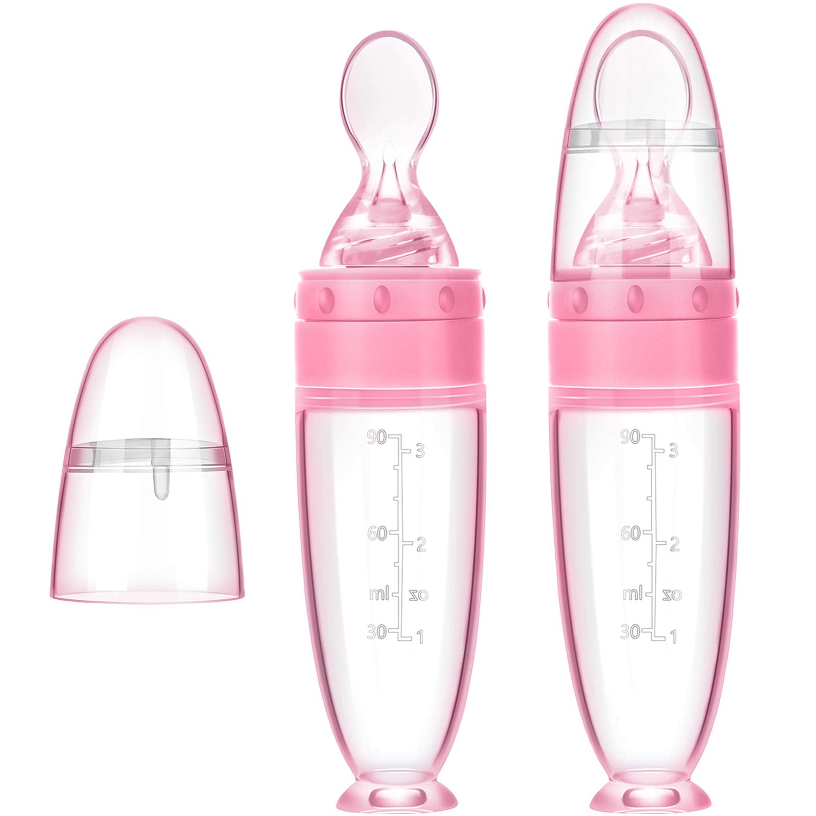 Nuanchu silicone baby spoon with standing base, stable feeding option for infants.