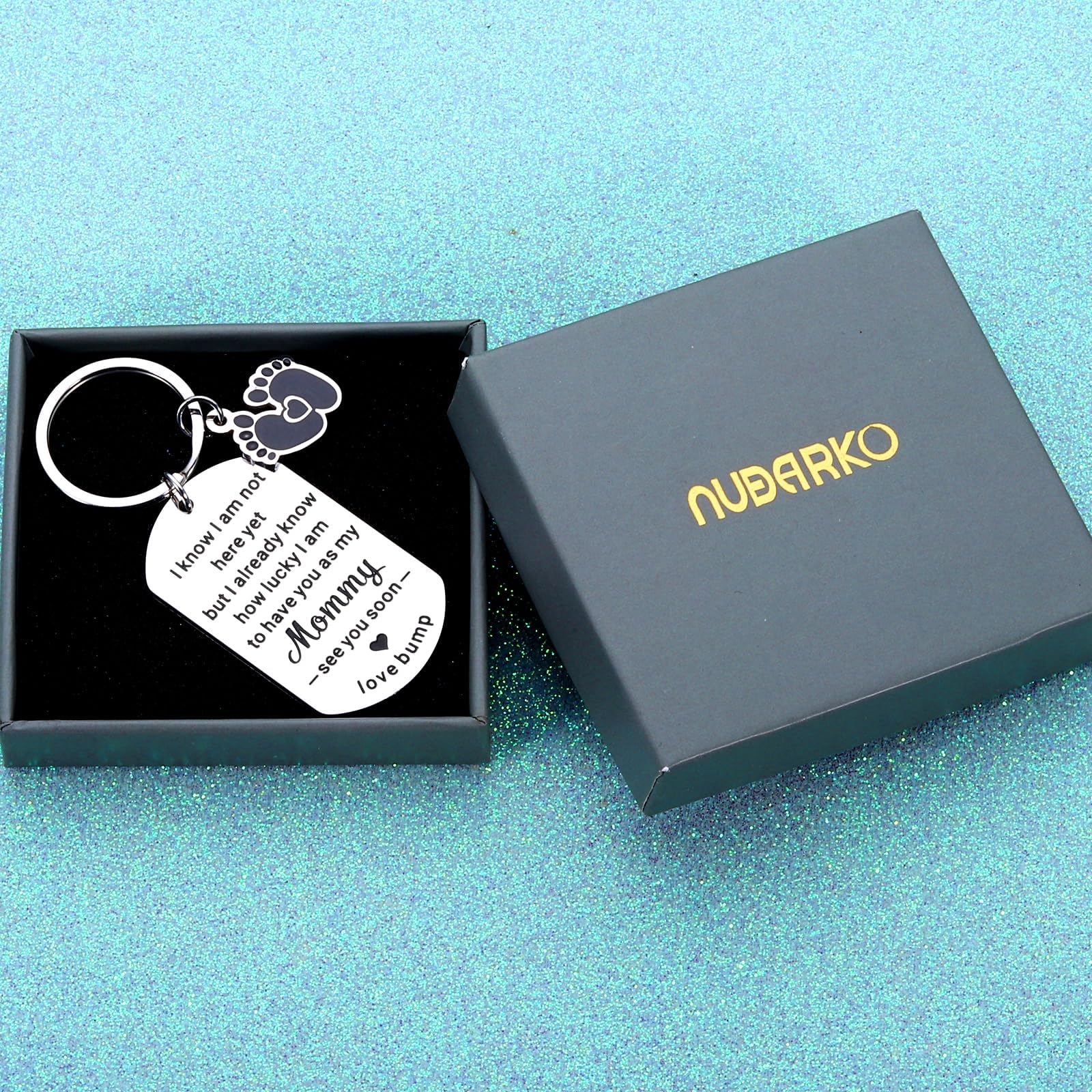 NUBARKO stainless steel engraved keychain, durable and hypoallergenic.