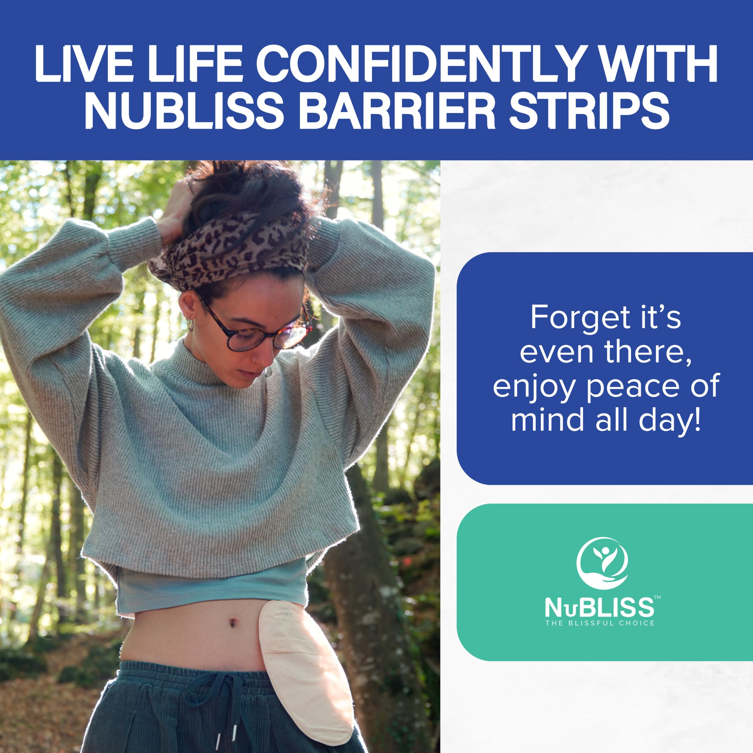 NuBliss active-wear-daily-use example illustrates secure seal during movement.