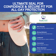 NuBliss ostomy barrier strip adhesion-edge enhancement reinforces the seal.