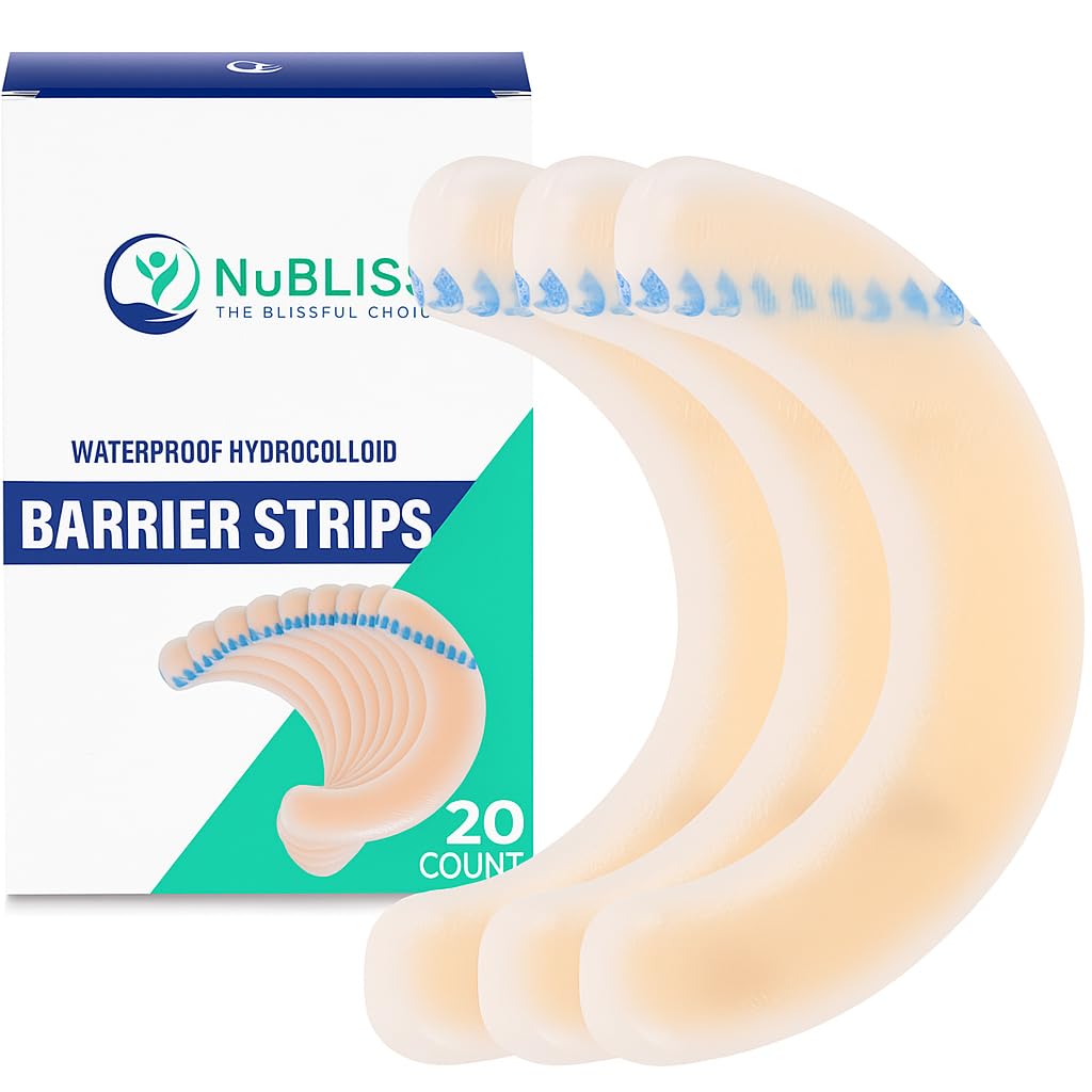 NuBliss ostomy barrier strip elastic-seal shows secure, long-wear adhesion.
