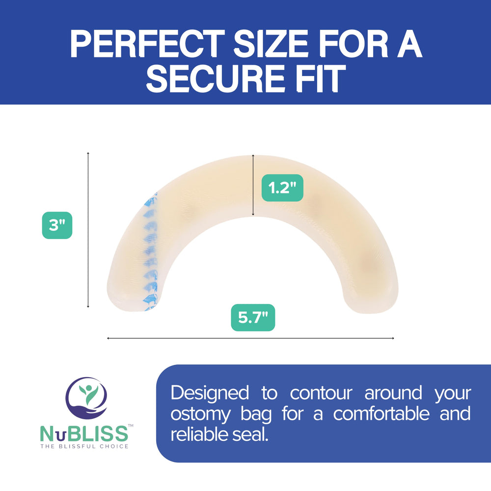 NuBliss ostomy barrier strip waterproof-seal closeup demonstrates leak-proof protection.