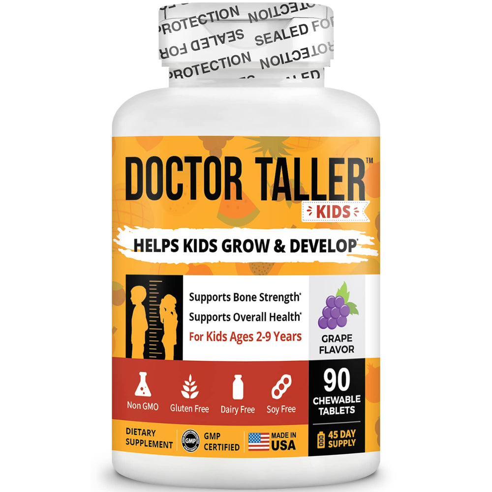 NuBest Doctor Taller Kids serving with a child taking daily tablet