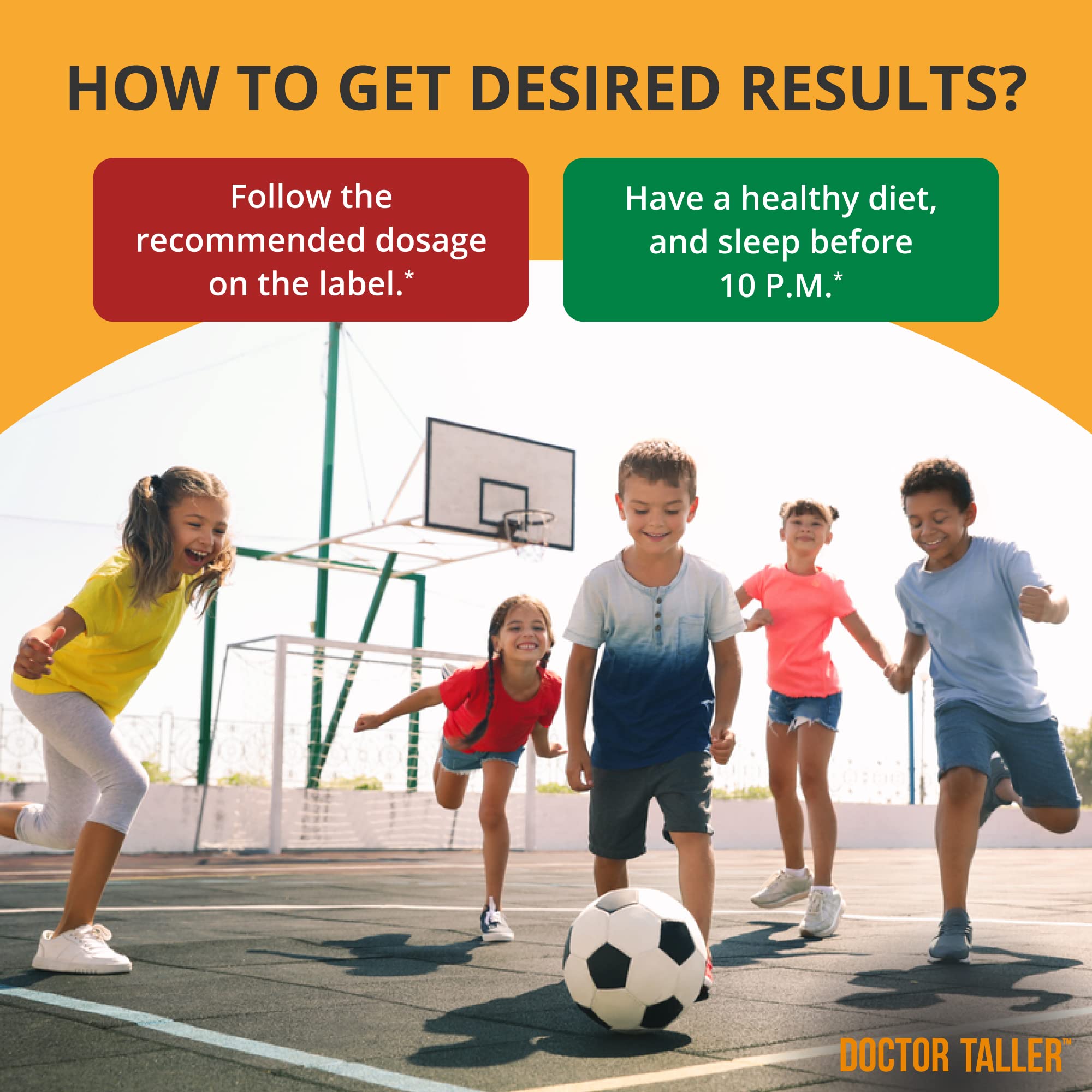 NuBest Doctor Taller Kids packaging highlights USA-made quality and non-GMO formulation.