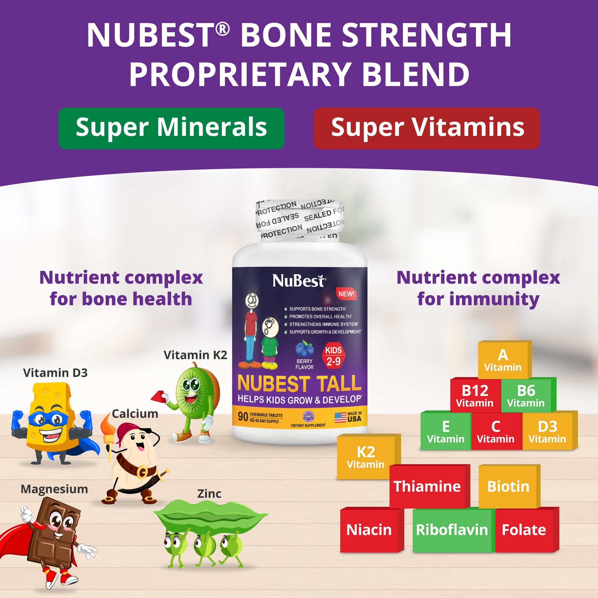 NuBest Tall Kids animal-shaped chews to support bone growth and immunity