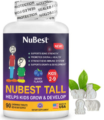 NuBest Tall Kids bottle front view shows kid-friendly vitamins for daily nutrition support