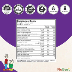 NuBest Tall Kids USA-made bottle label highlighting cGMP and quality.