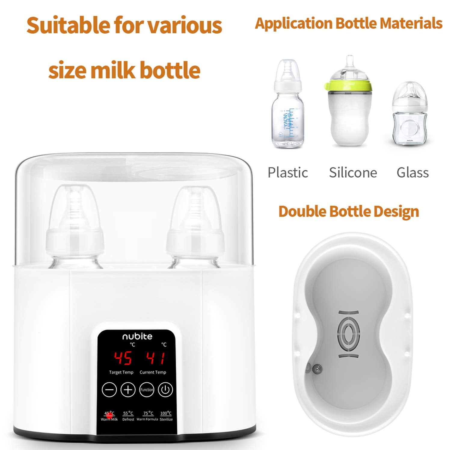 nubite BPA-free materials assure safe use for babies and easy cleaning.
