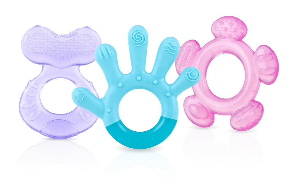 Nuby 3-step teether for front teeth soothes gums and promotes comfort