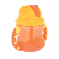 Nuby 2 Handle Flip n' Sip Straw Cup - 8 oz, 12 Months+, Orange | No-Spill Sippy Cup