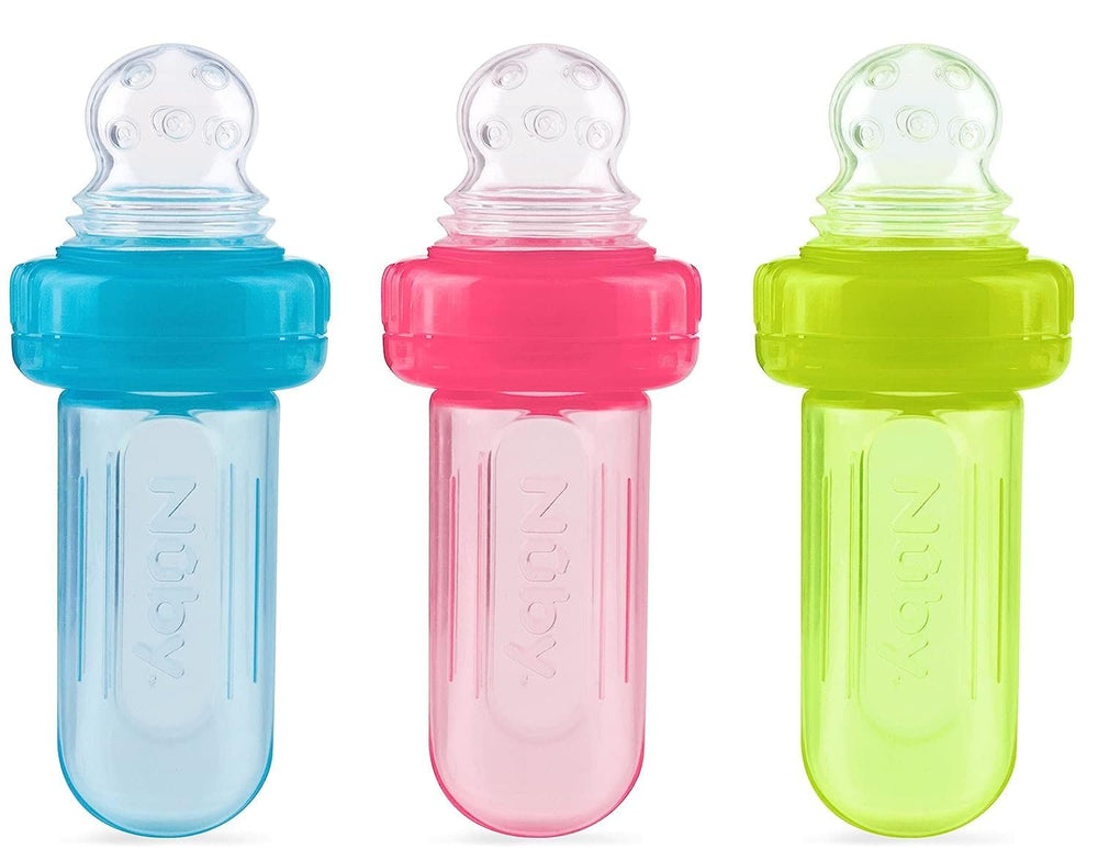 Nuby EZ Squee-Z silicone bottle pour for controlled puree feeding