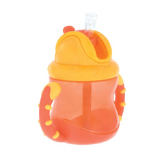 Nuby 2 Handle Flip n' Sip Straw Cup - 8 oz, 12 Months+, Orange | No-Spill Sippy Cup