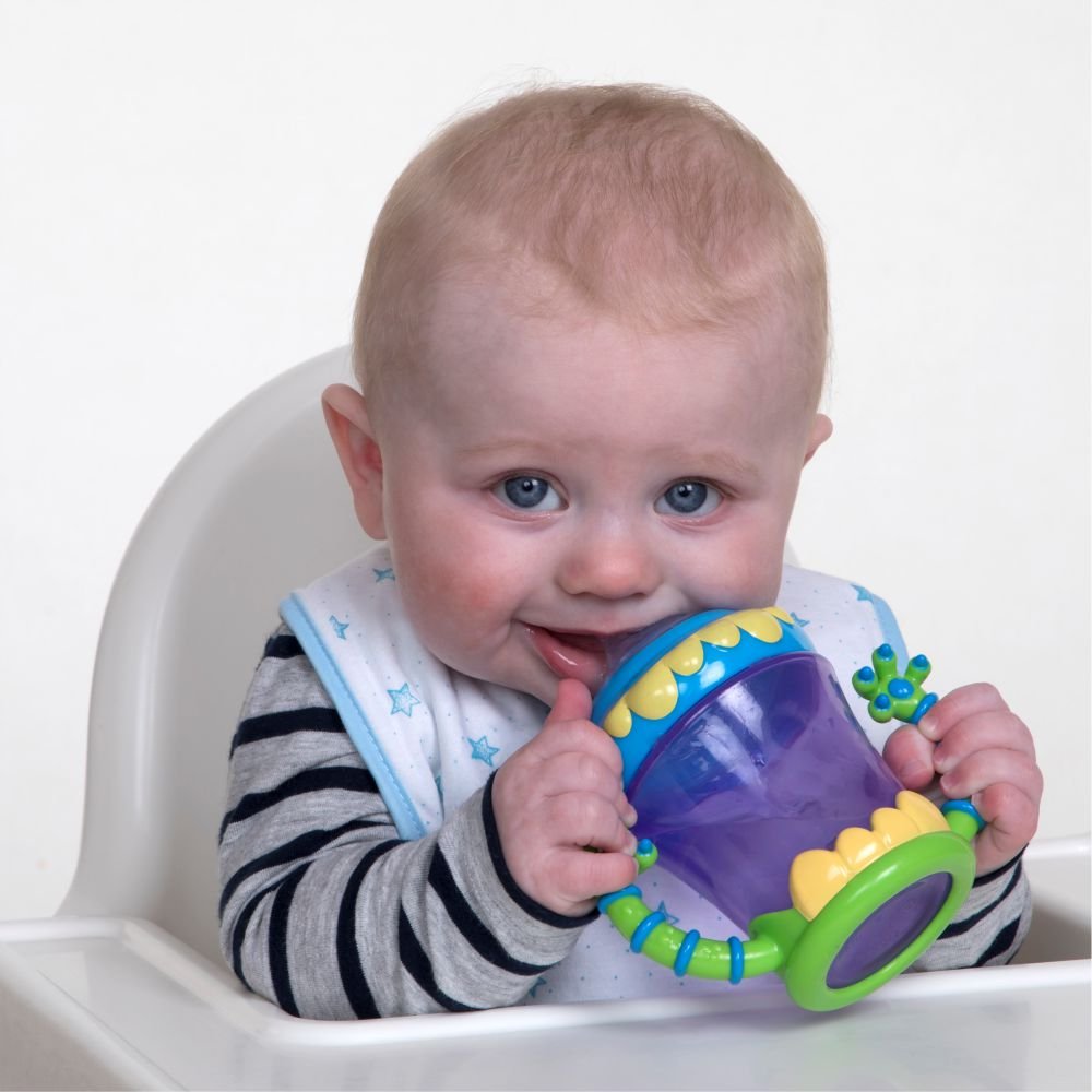 Nuby iMonster bright color finish keeps mealtime engaging for kids.