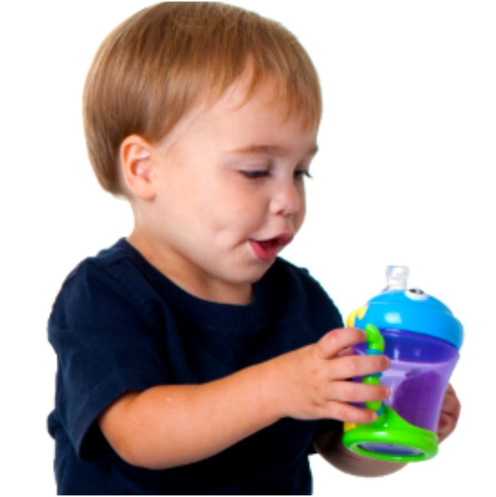 Nuby iMonster durable handles sized for little hands during self-feeding.