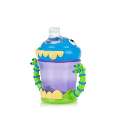 Nuby iMonster no-spill cup with soft spout for easy sipping and mess control.