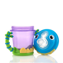 Nuby iMonster soft silicone spout supports gentle sipping for toddlers.