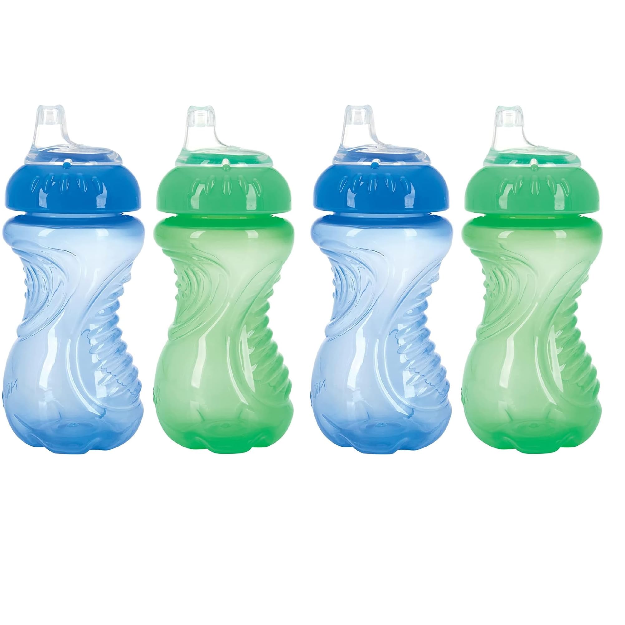 Nuby no-spill easy-grip trainer cup 10 oz blue green for mess-free sipping