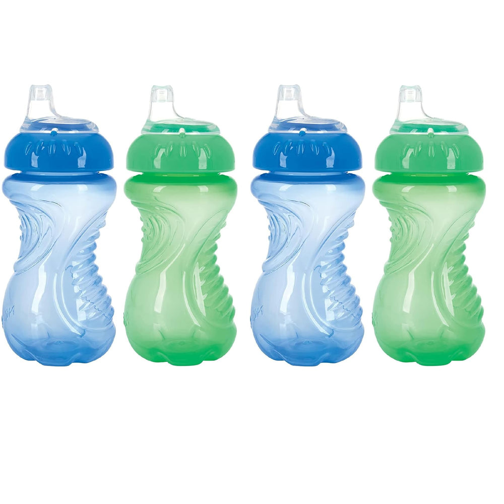 Nuby no-spill easy-grip trainer cup 10 oz blue green for mess-free sipping