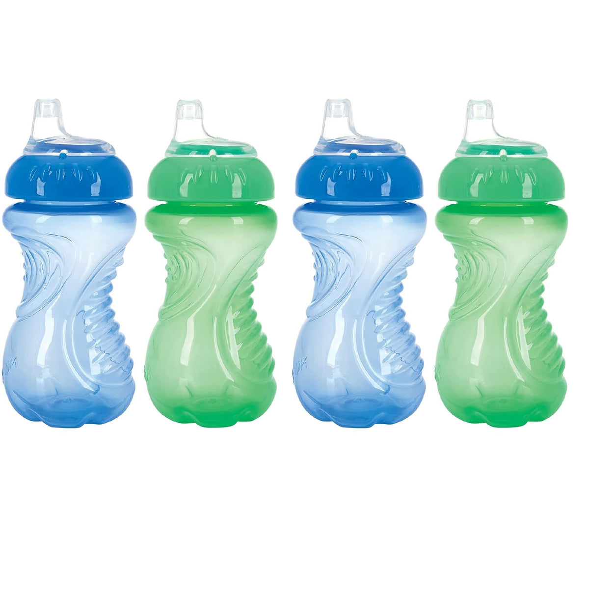 Nuby no-spill easy-grip trainer cup 10 oz blue green for mess-free sipping