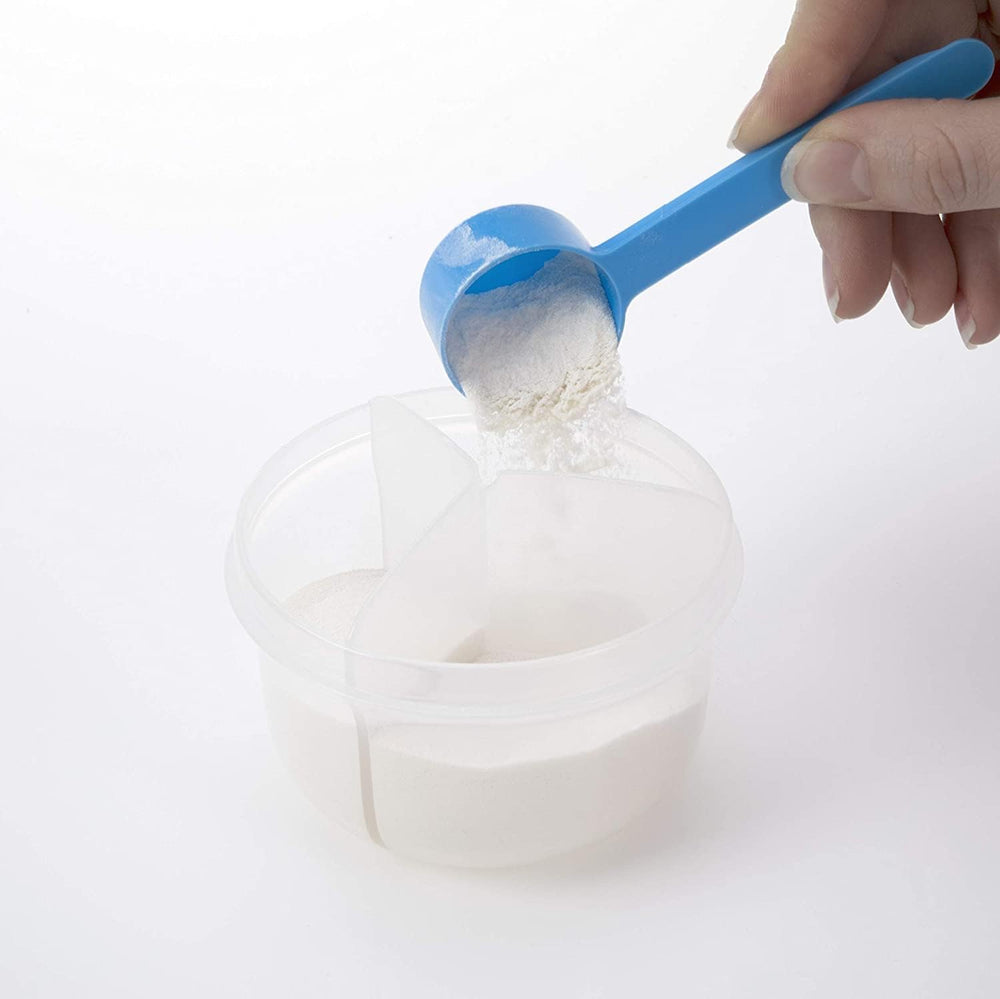 Nuby powder dispenser lid slides for easy top access.