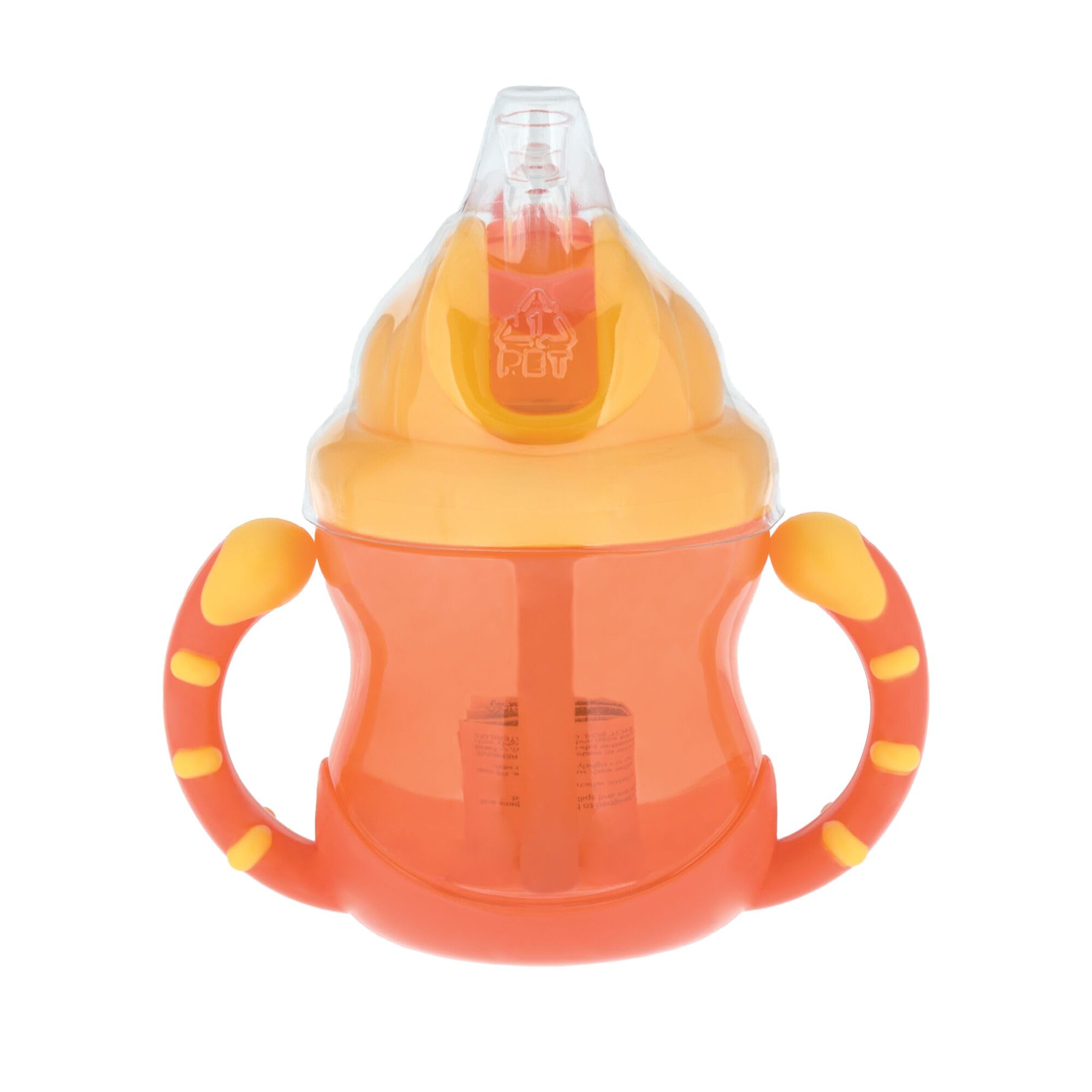 Nuby 2 Handle Flip n' Sip Straw Cup - 8 oz, 12 Months+, Orange | No-Spill Sippy Cup