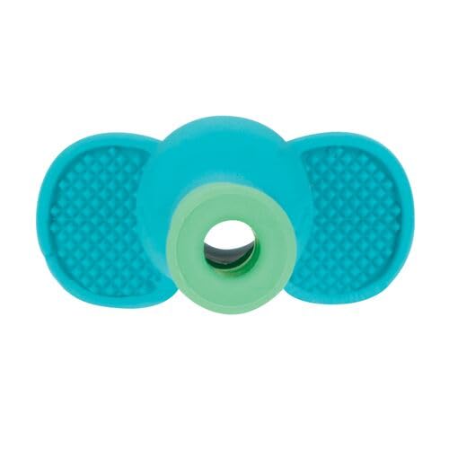 Ergonomic handle helps parents guide the teether during soothing sessions.