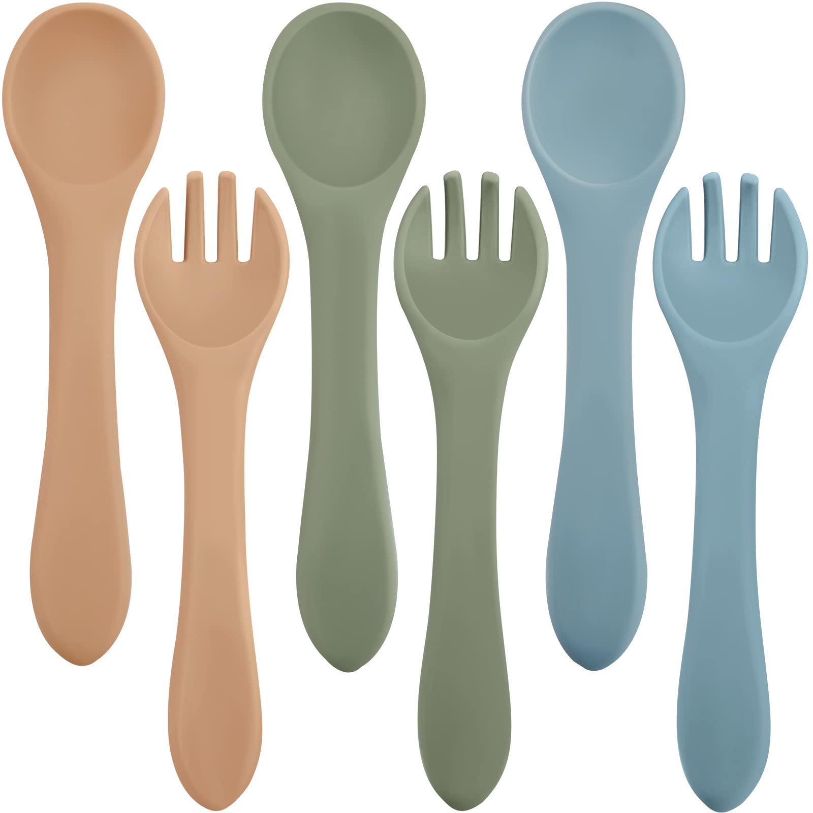 Nuenen baby feeding set with spoons and forks in nature color for independent self-feeding.