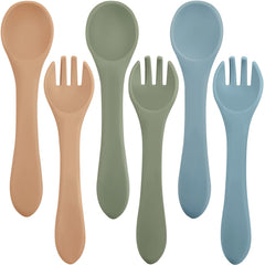 Nuenen baby feeding set with spoons and forks in nature color for independent self-feeding.