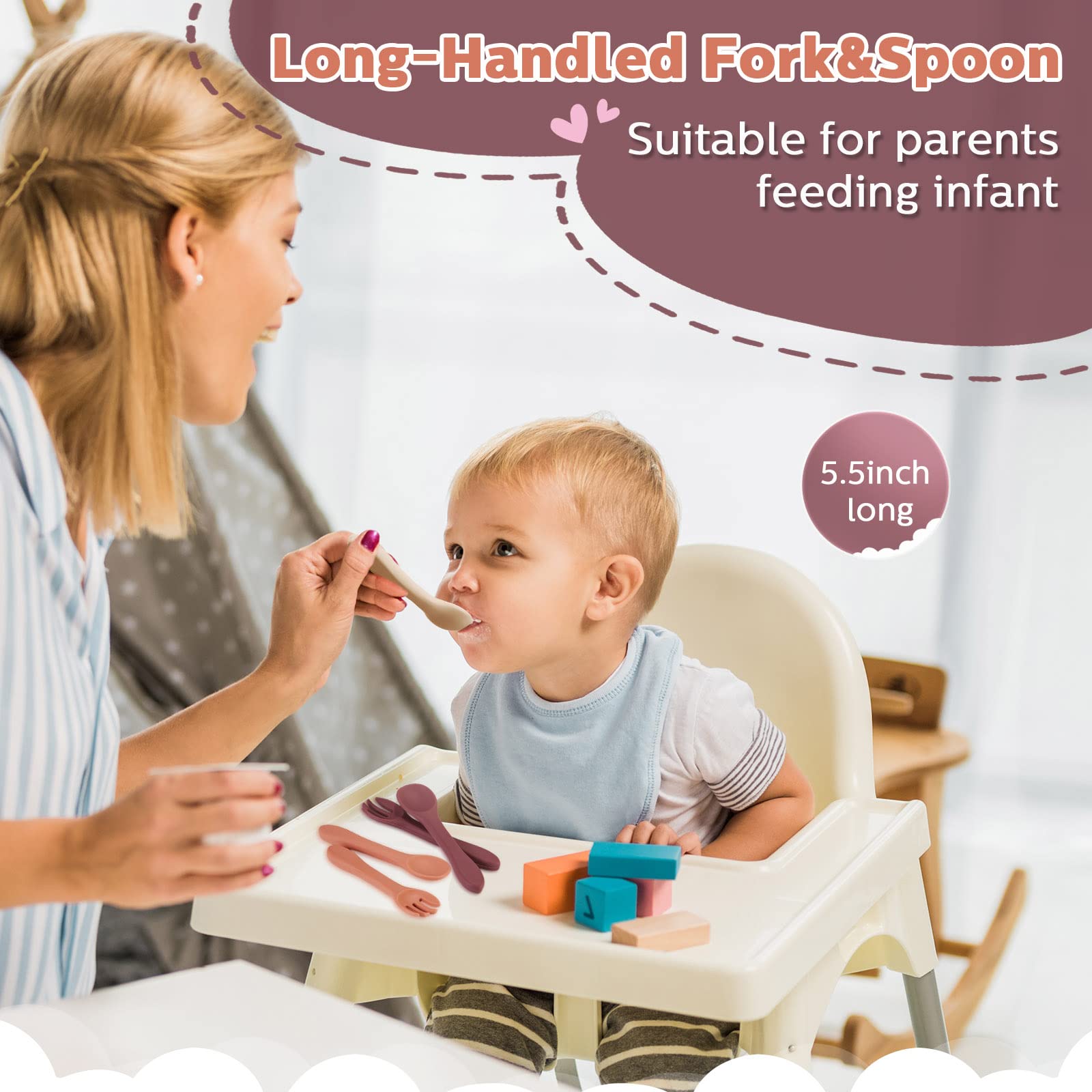 Nuenen baby self-feeding handles aid small hands.