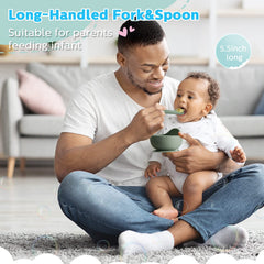 Nuenen utensils with non-slip grip for easy toddler handling.