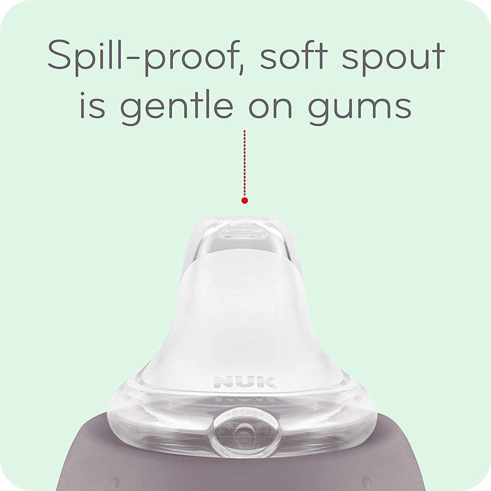 NUK Active Cup spout close-up showing gentle-spout design for tender gums