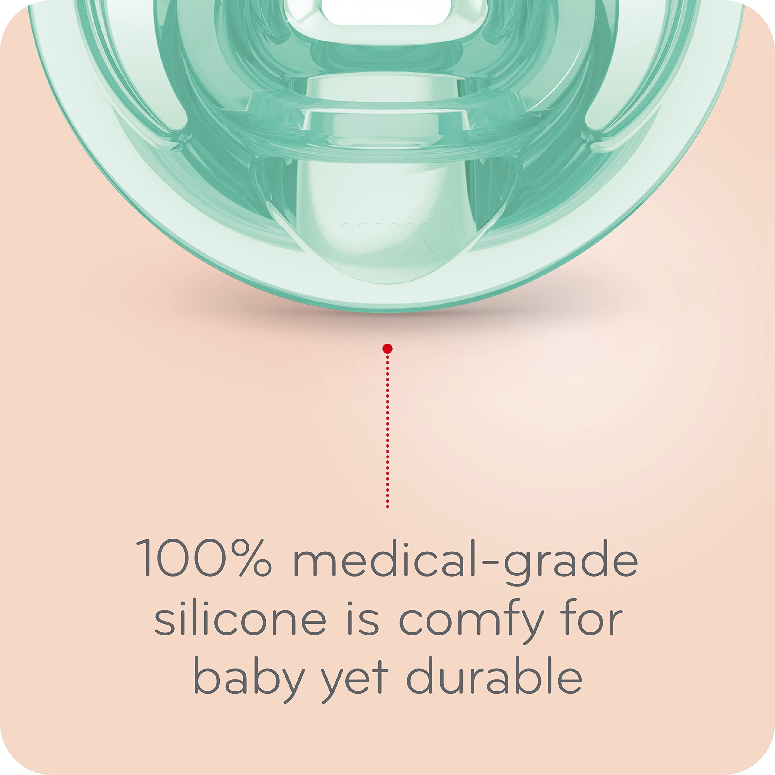 NUK Comfy Pacifier dishwasher-safe top rack for easy cleanup.