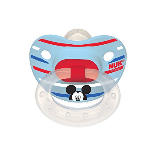 NUK Disney Mickey pacifier nipple close-up showing gentle, natural fit.