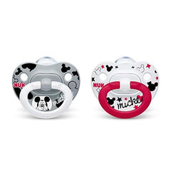 NUK Disney Mickey orthodontic pacifier 0-6 months, front view, supports comfortable natural sucking.