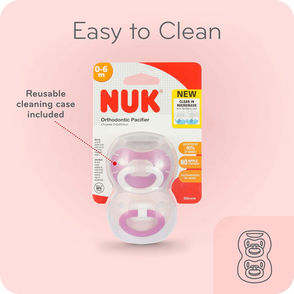 NUK Disney Mickey orthodontic pacifier, nipple detail, promotes natural sucking motion.