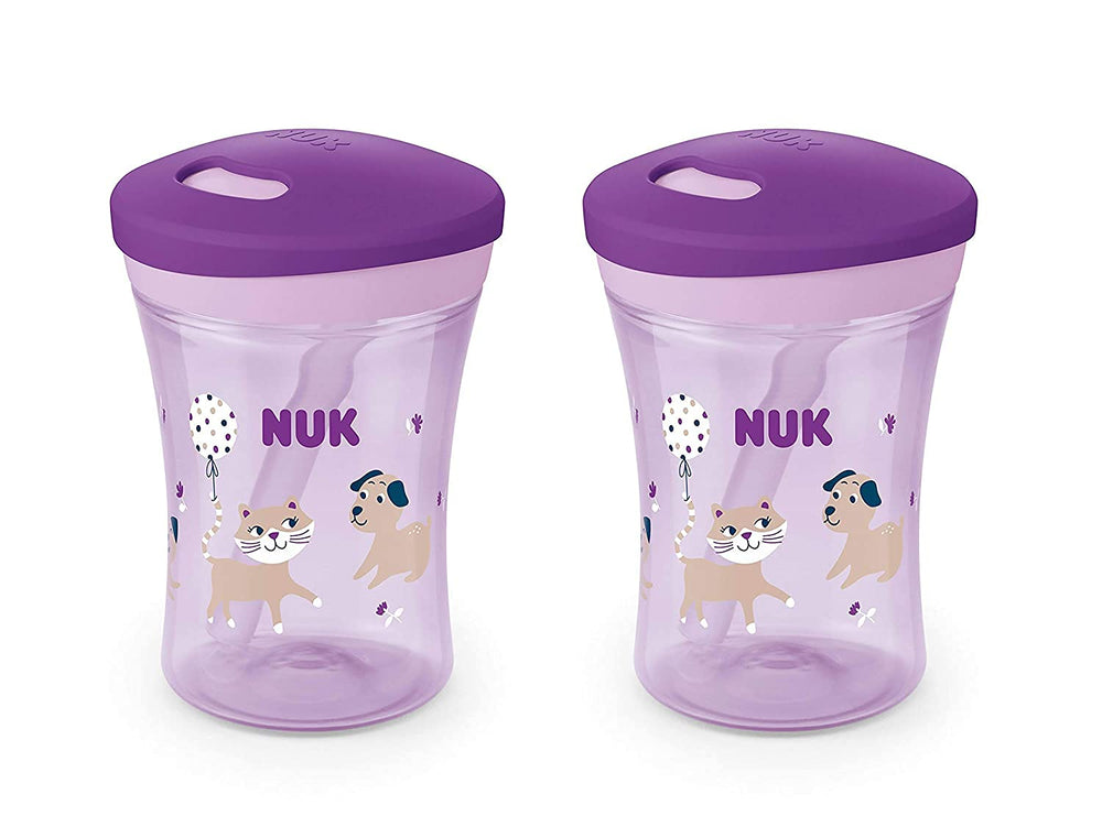 NUK Evolution Straw Cup twist close lid keeps straw clean and leak free during outings