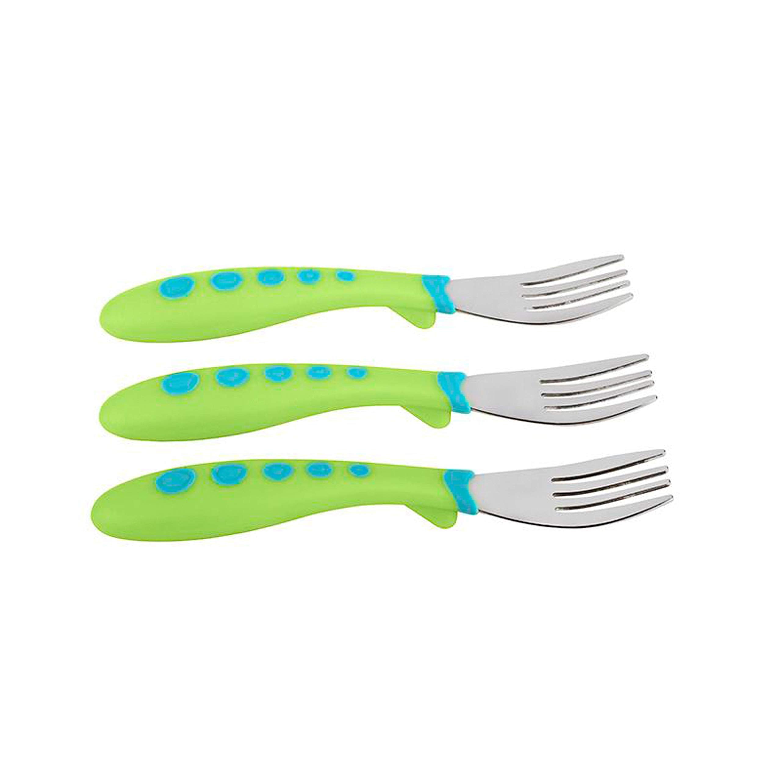NUK First Essentials Kiddy Cutlery forks are dishwasher-safe and BPA-free.