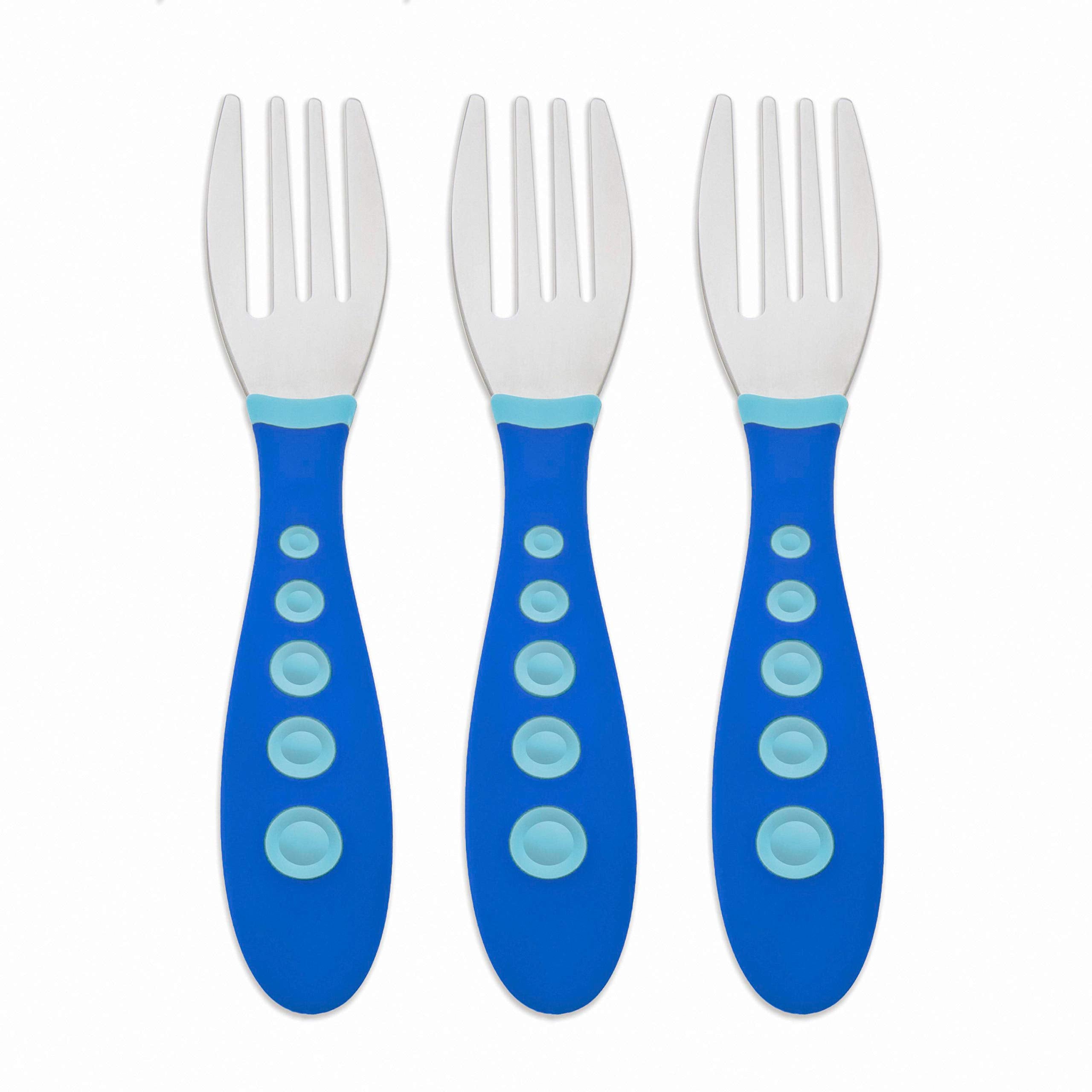 NUK First Essentials Kiddy Cutlery forks with durable stainless steel tips.