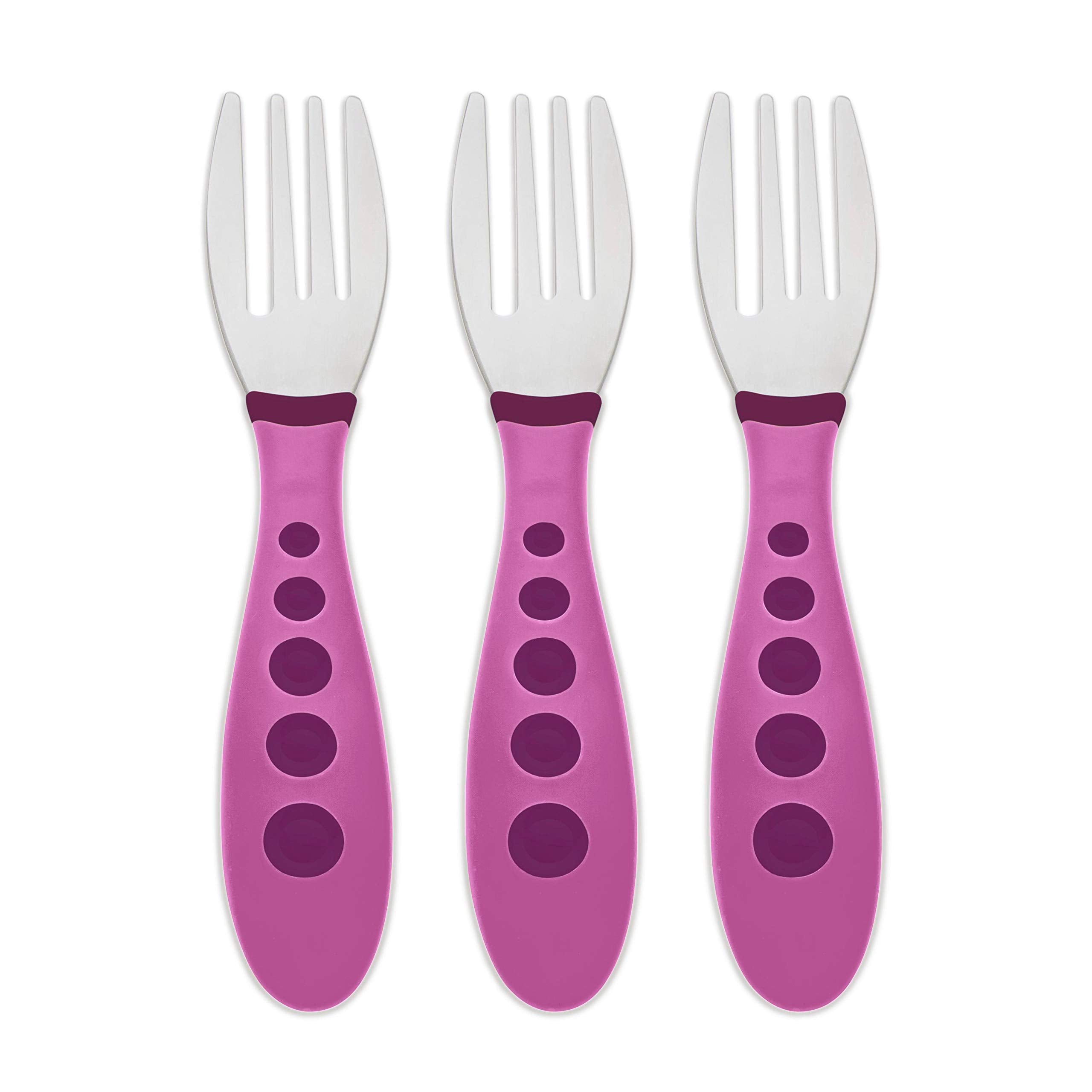 NUK First Essentials Kiddy Cutlery forks featuring rest-easy assist to reduce mess.