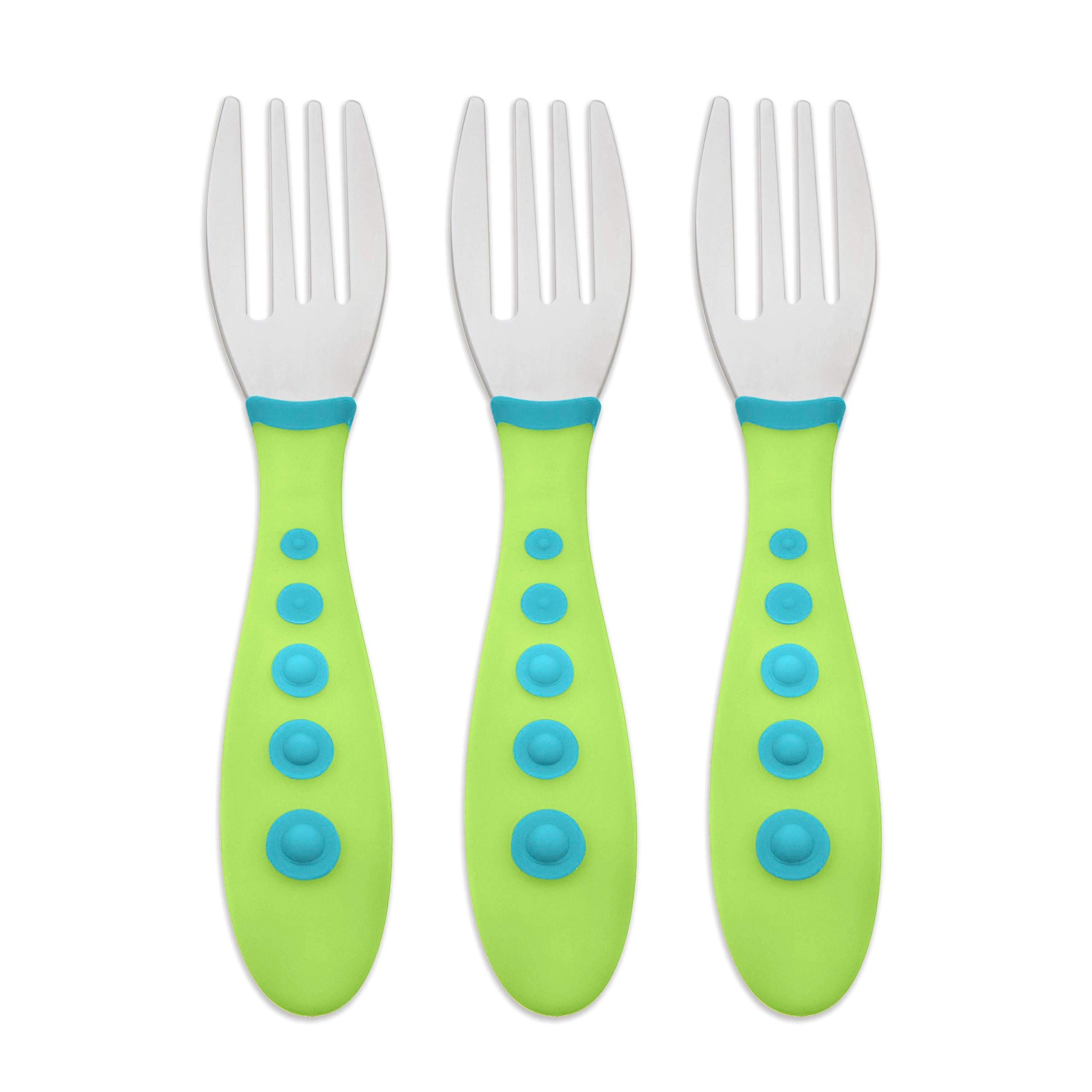 NUK First Essentials Kiddy Cutlery forks with soft handles for tiny hands.