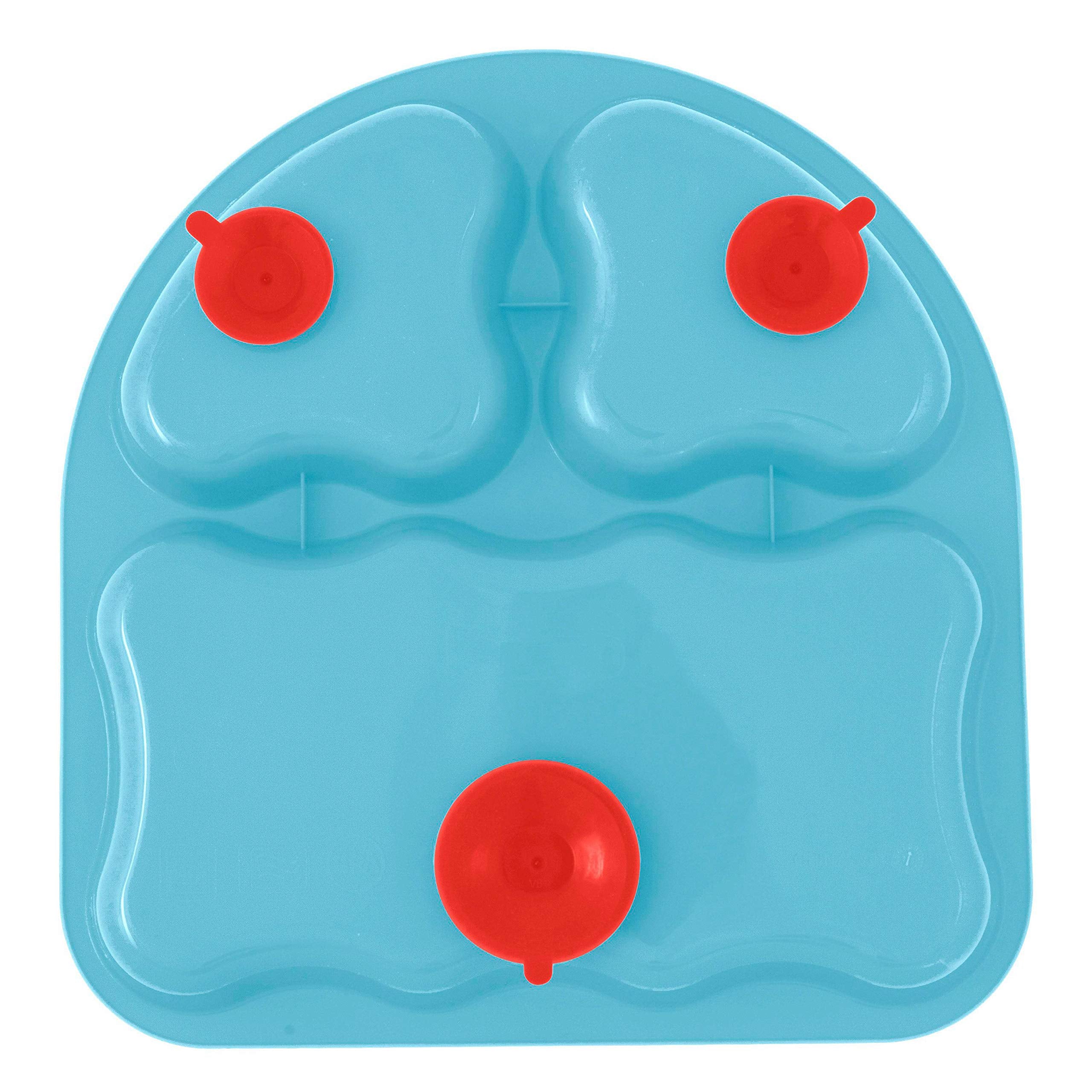 NUK First Essentials Tri-Suction Plates show a divided deep dish for easy scooping.