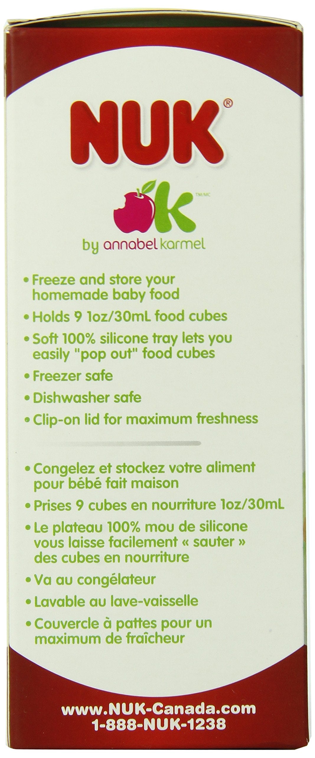 NUK flexible silicone food cube for quick pop-out portions.