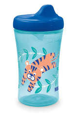 NUK Hide 'n Seek cup close-up of bite-resistant spout for teething toddlers.