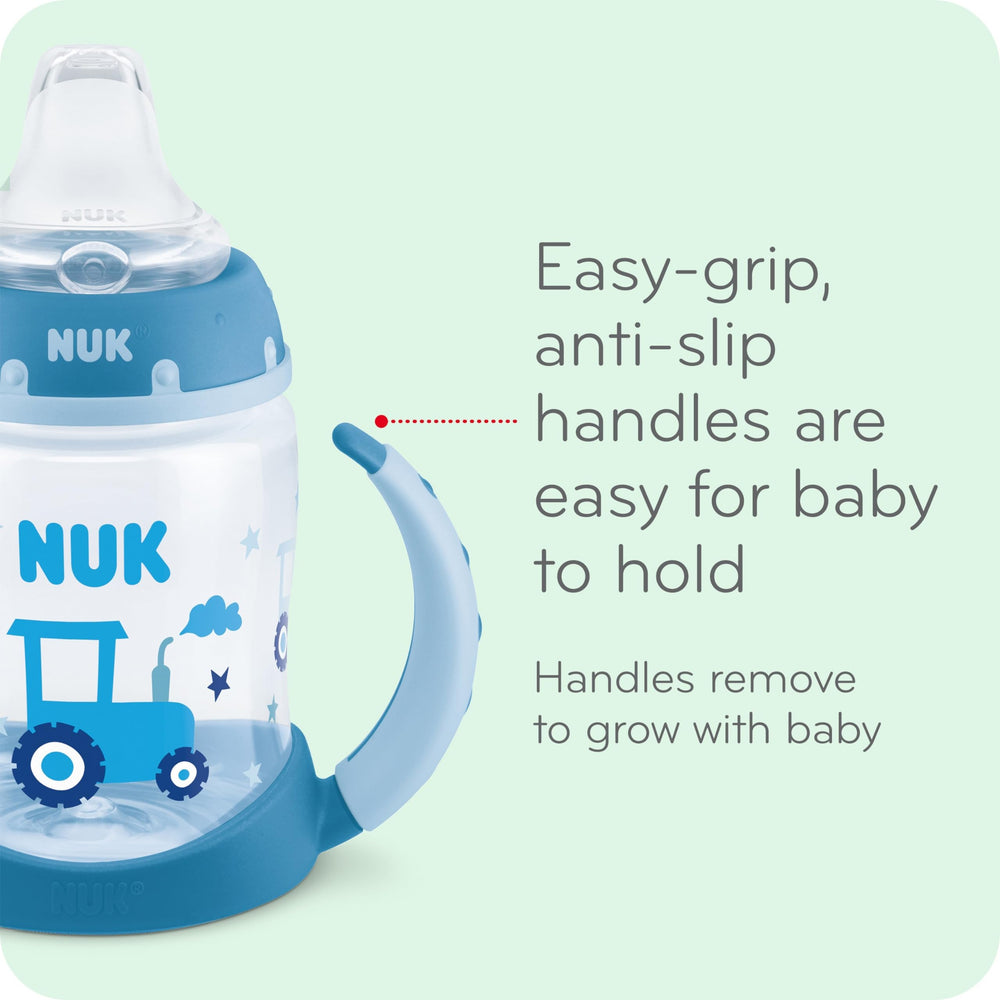 NUK Learner Cup spill-proof soft spout helps prevent mess during sips