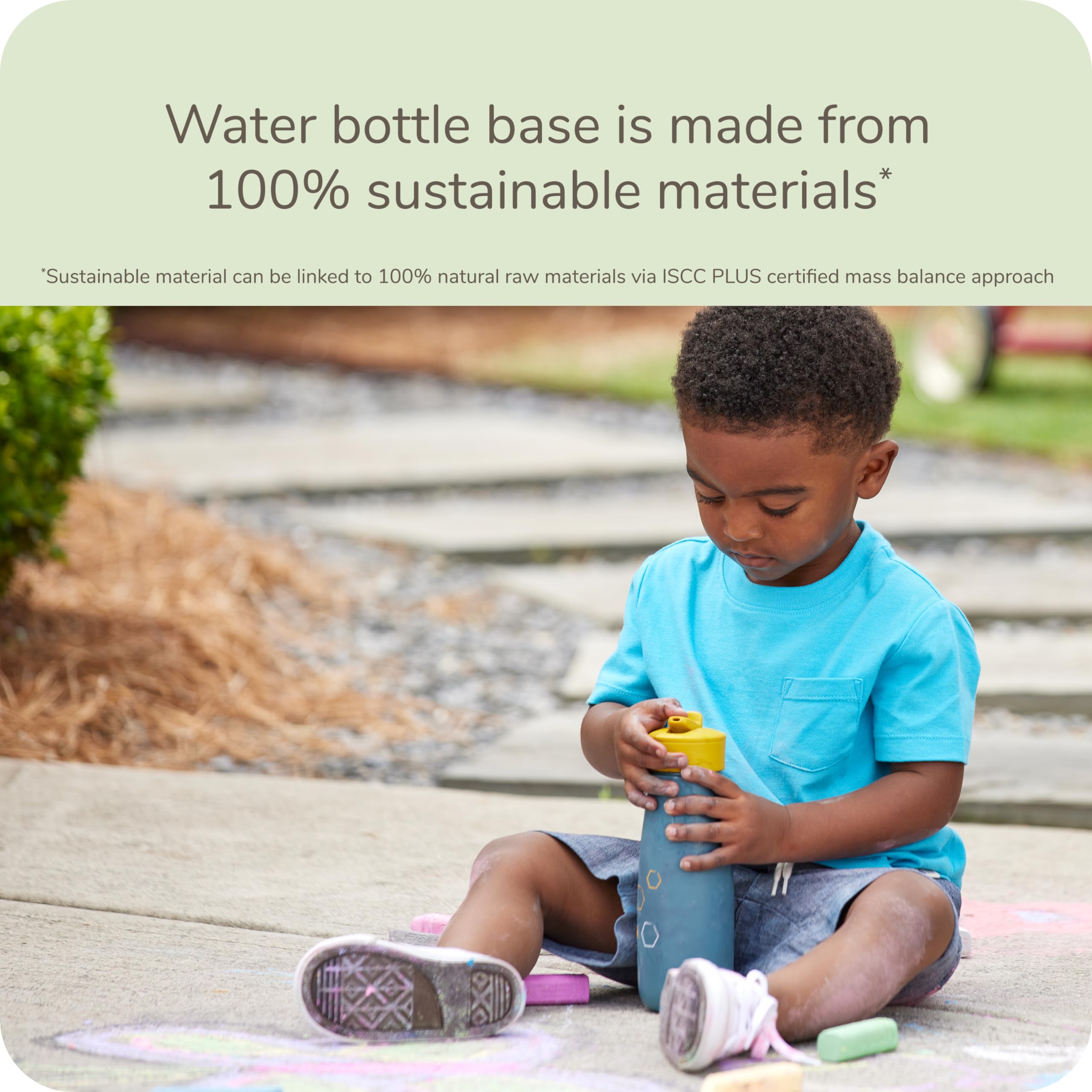 NUK Mini Me Flip Straw bottle base uses sustainable materials.