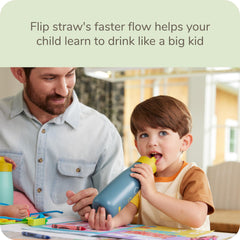 NUK Mini Me Flip Straw bottle in action, kid sipping with faster flow.