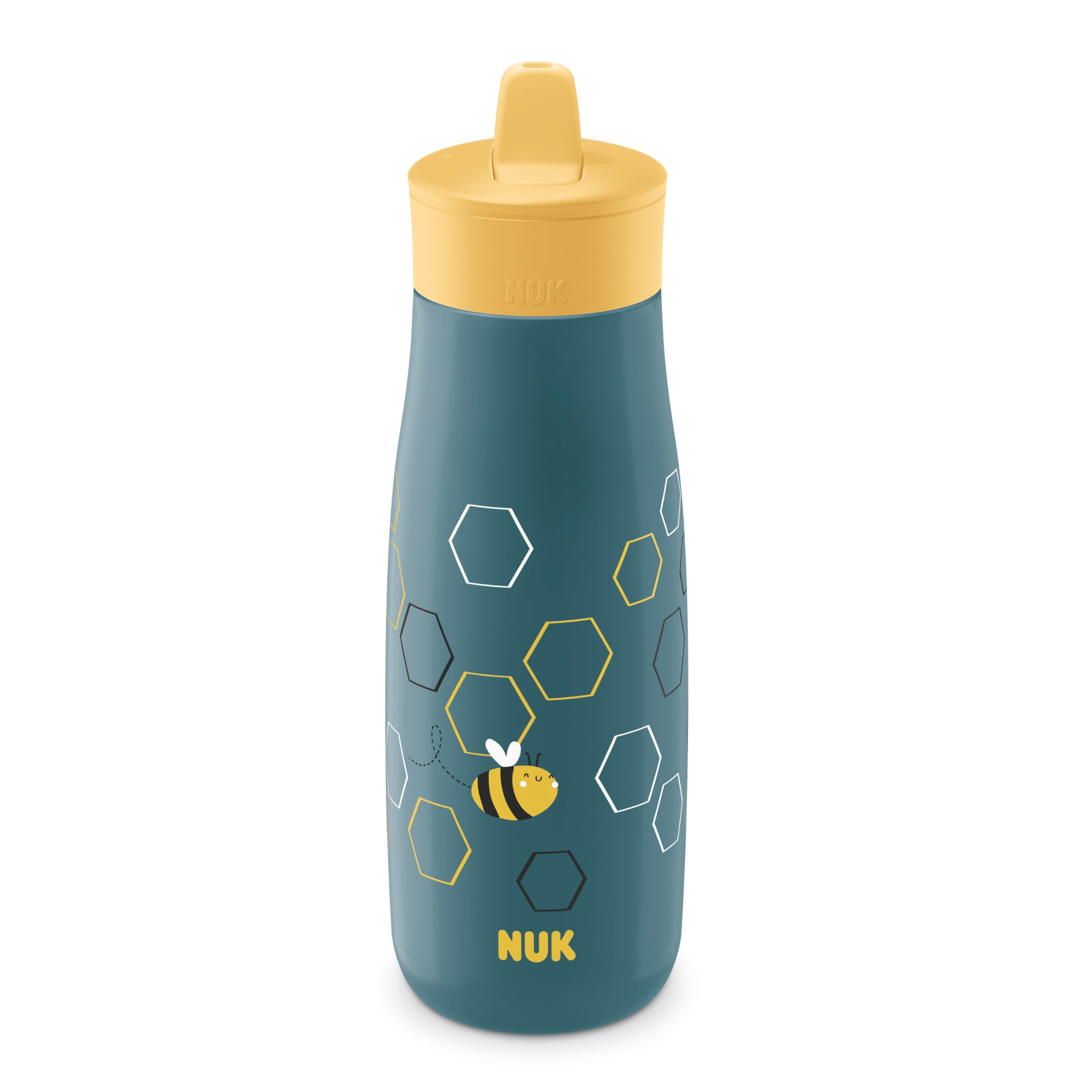 NUK Mini Me Flip Straw bottle held by a child, easy-to-grip design.