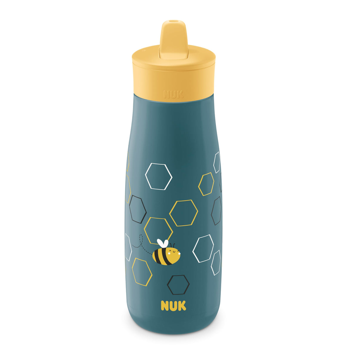 NUK Mini Me Flip Straw bottle held by a child, easy-to-grip design.