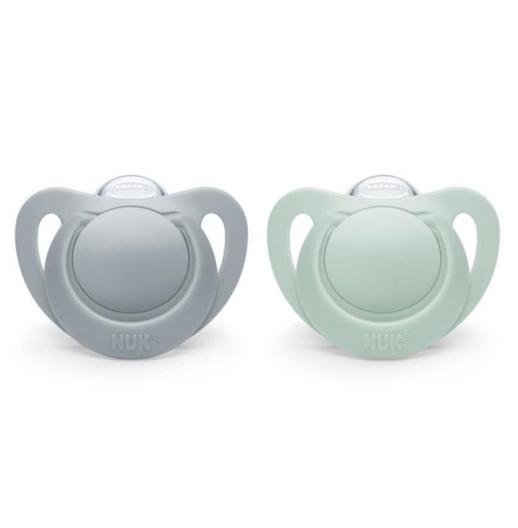 NUK orthodontic pacifier pink powder pink close-up showing soft silicone nipple for soothing comfort