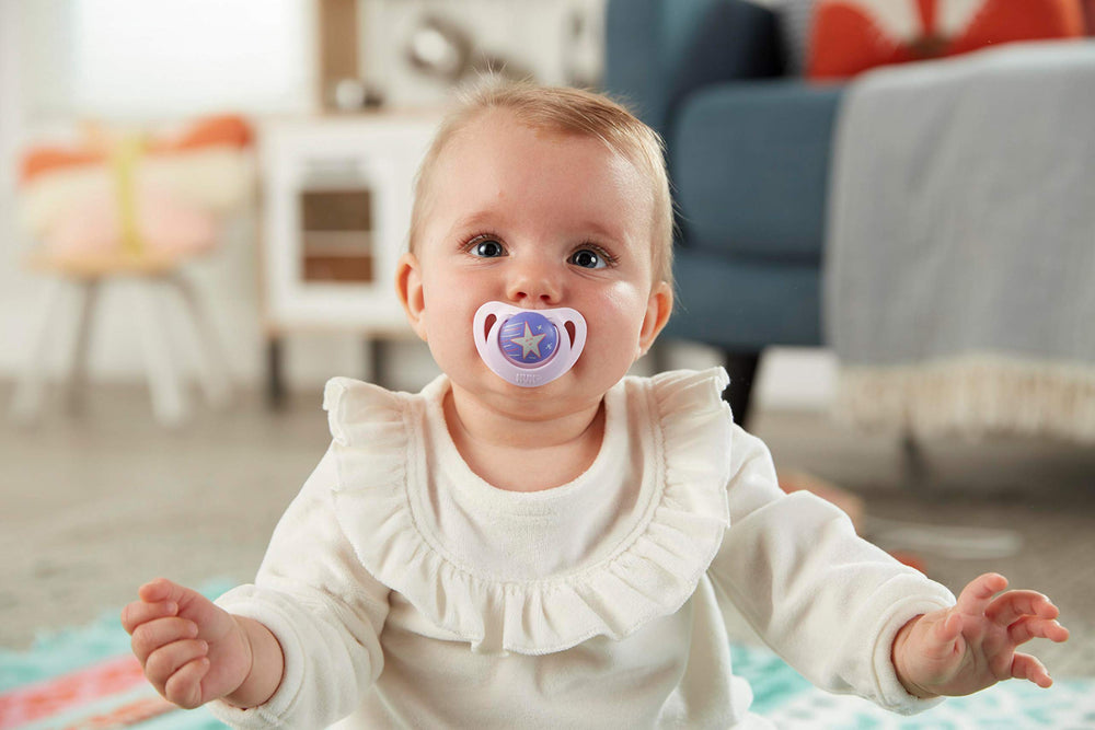 NUK pacifier with soft silicone nipple for comfortable use